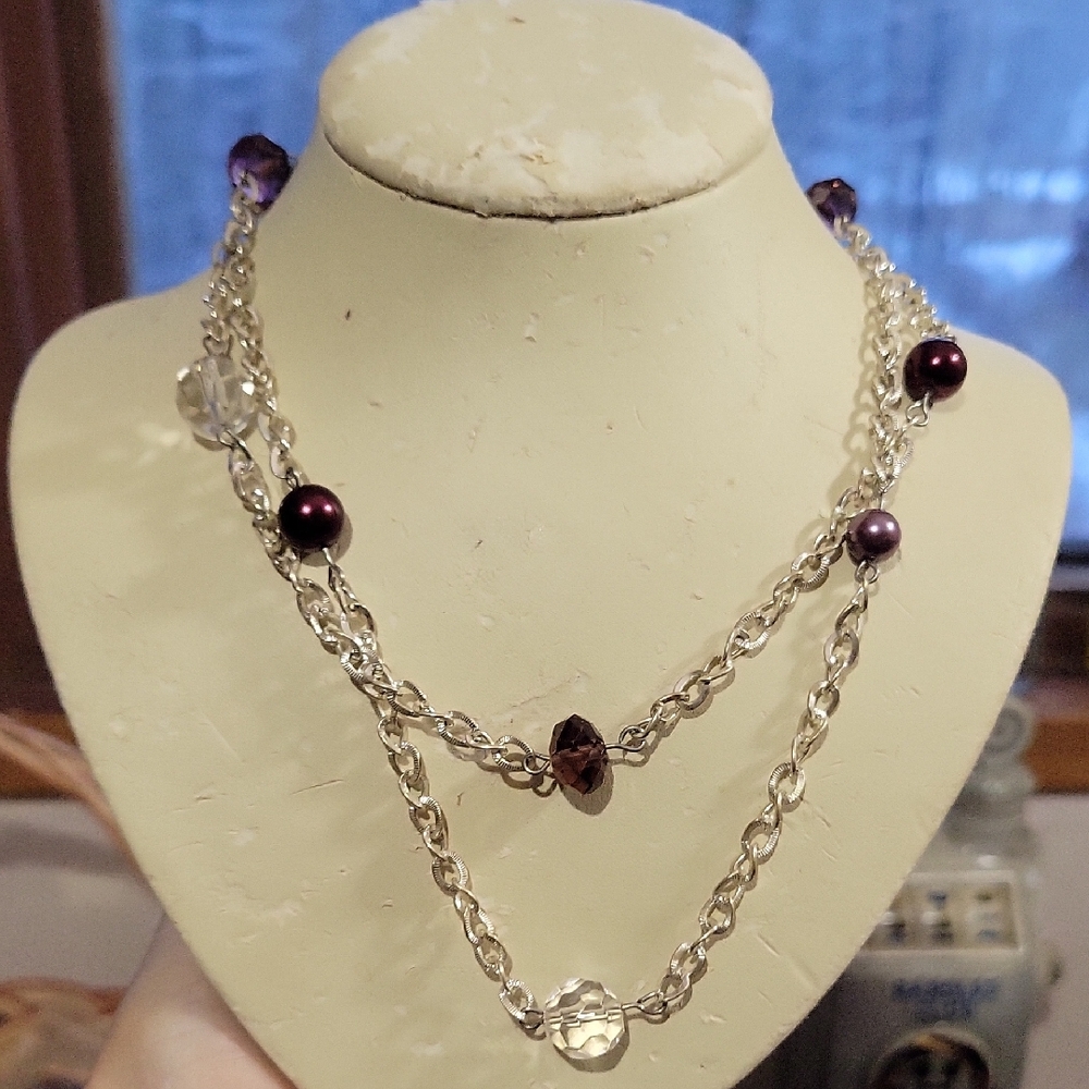 MCM 34" Pearls & Crystal Necklace